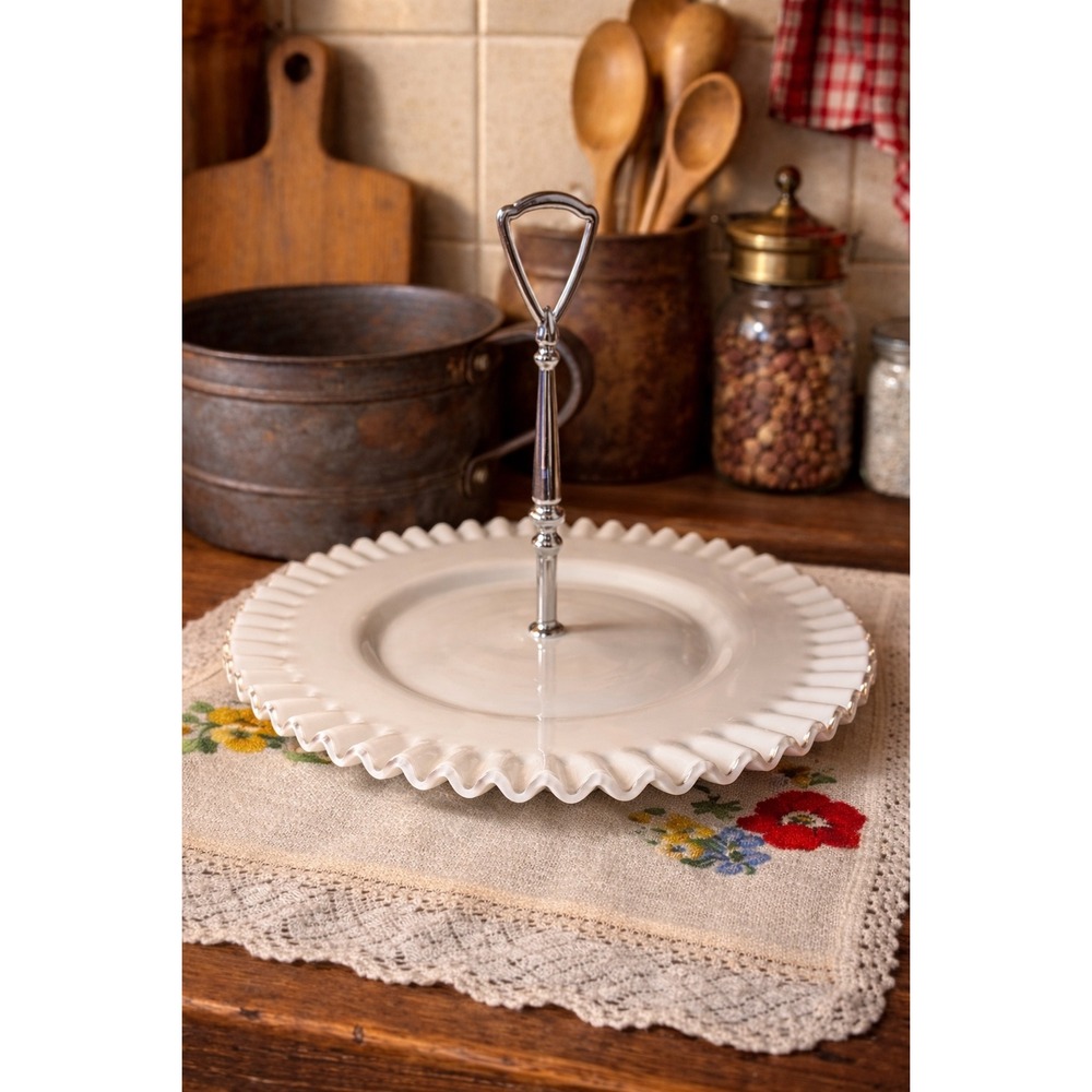 Fenton Silver Crest Milk Glass Serving Tray